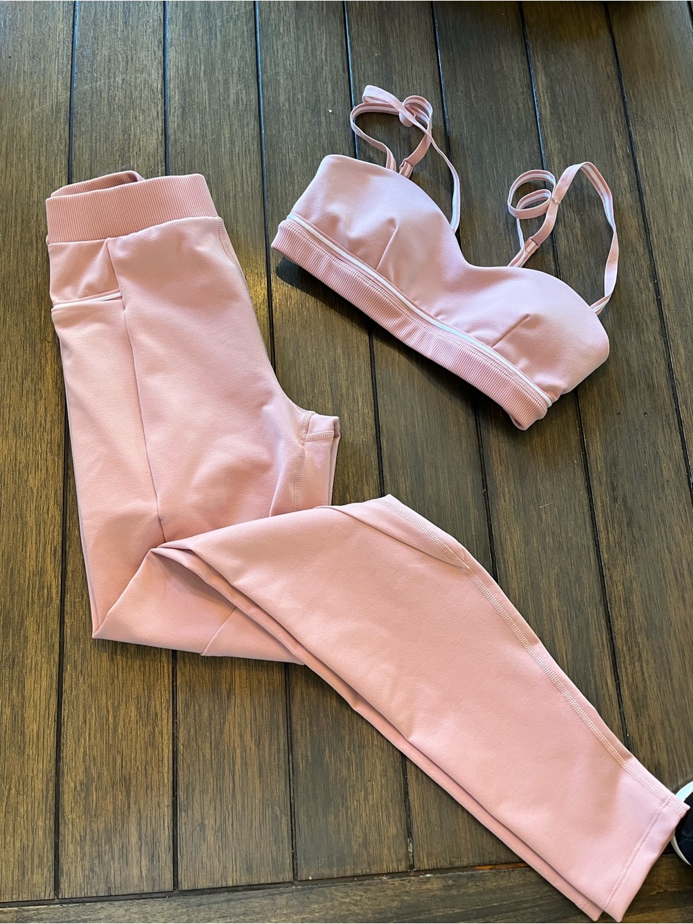 Women's ALO Yoga Light Pink Seamless Bralette and Legging Set 
Worn once